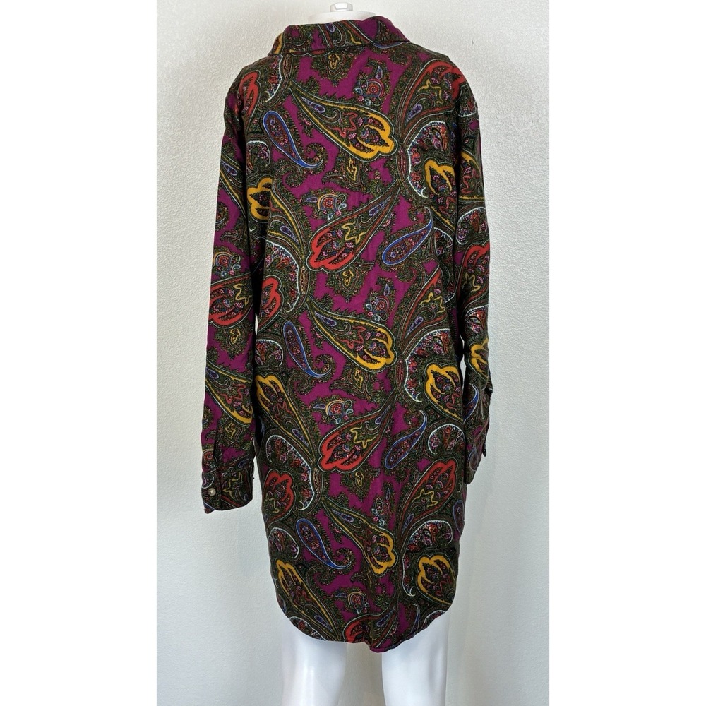 Ralph Lauren Cotton Flannel Pjs Night Shirt Pink Paisley Sleepshirt Nightie L - Picture 6 of 16